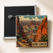 Botão de Pin Vintage do Grand Canyon do Sudoeste