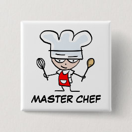 Bóton Quadrado 5.08cm Botão de pinback de chef mestre