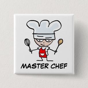 Bóton Quadrado 5.08cm Botão de pinback de chef mestre
