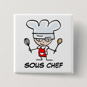 Bóton Quadrado 5.08cm Botão de pinback de sous chef