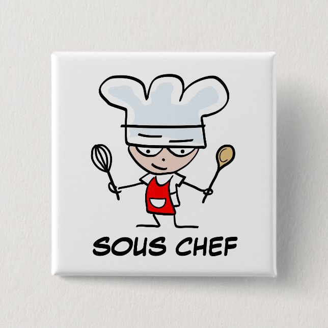 Bóton Quadrado 5.08cm Botão de pinback de sous chef (Frente)