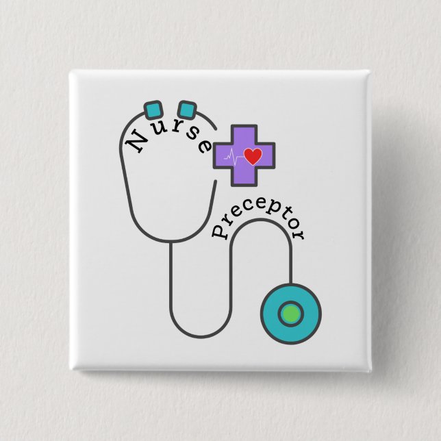 Bóton Quadrado 5.08cm Botão de preceptor de enfermagem (Frente)