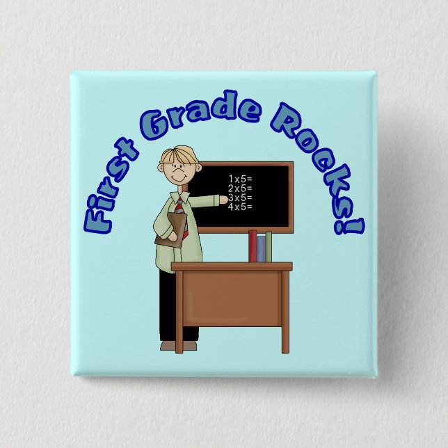 Bóton Quadrado 5.08cm Botão de primeiro grau das rochas (Frente)