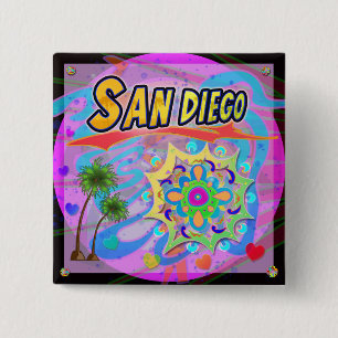 Bóton Quadrado 5.08cm Botão de Progresso Verdadeiro de San Diego