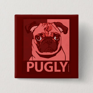 Bóton Quadrado 5.08cm Botão de Pugly