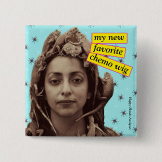 Bóton Quadrado 5.08cm Botão de Quimio - Meu Novo Quimio Favorito