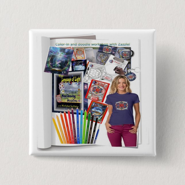 Bóton Quadrado 5.08cm Botão de rabiscar criativo (Frente)