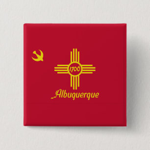 Bóton Quadrado 5.08cm Botão de Reverso da Bandeira de Albuquerque, Novo