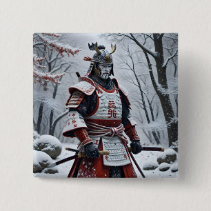 Bóton Quadrado 5.08cm botão de Samurai Japonês