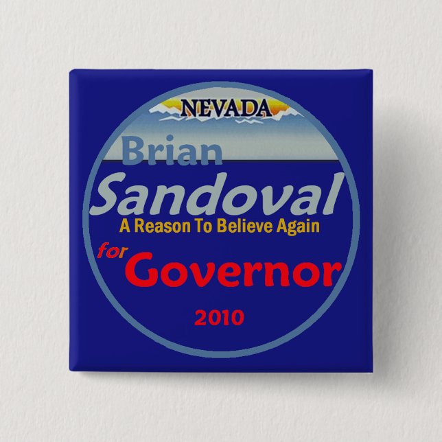 Bóton Quadrado 5.08cm Botão de SANDOVAL Gov 2010 (Frente)