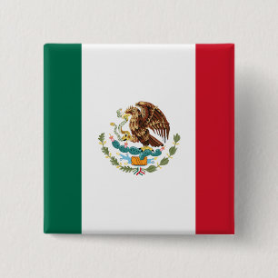 Bóton Quadrado 5.08cm Botão de Sinalizador do México