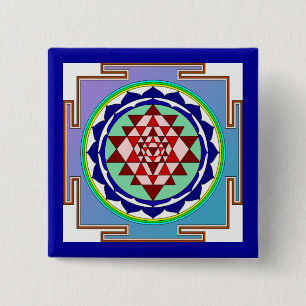 Bóton Quadrado 5.08cm Botão de Sri Yantra