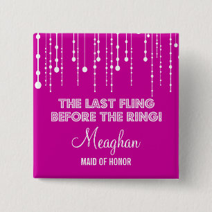 Bóton Quadrado 5.08cm Botão de suspensão do título da festa de soltei