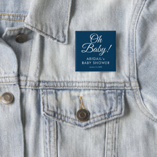 Bóton Quadrado 5.08cm Botão de Texto Personalizado para Chá de Bebê Desi