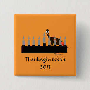Bóton Quadrado 5.08cm Botão de Thanksgivukkah Menorah