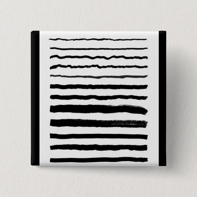 Bóton Quadrado 5.08cm Botão de tinta_pré-visualização Linhas desenhadas  (Frente)