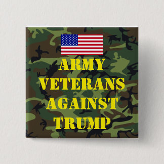 Bóton Quadrado 5.08cm Botão de Veteranos do Exército Contra Trump