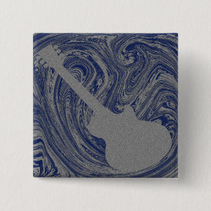Bóton Quadrado 5.08cm Botão de Violão Grunge, Azul Real