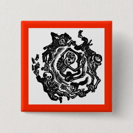 Bóton Quadrado 5.08cm Botão Dia de los muertos