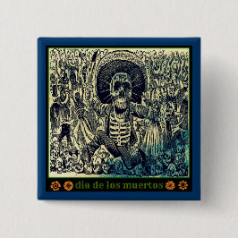 Bóton Quadrado 5.08cm Botão Dia de los muertos