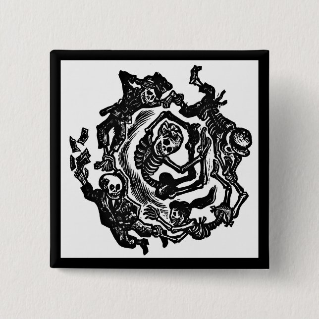 Bóton Quadrado 5.08cm Botão Dia de los muertos (Frente)