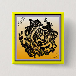 Bóton Quadrado 5.08cm Botão Dia de los muertos