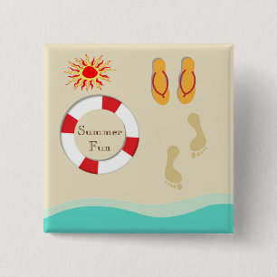 Bóton Quadrado 5.08cm Botão Diversão de Verão