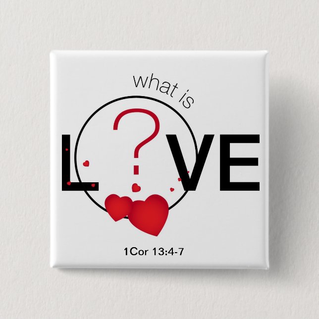 Bóton Quadrado 5.08cm Botão do amor (Frente)