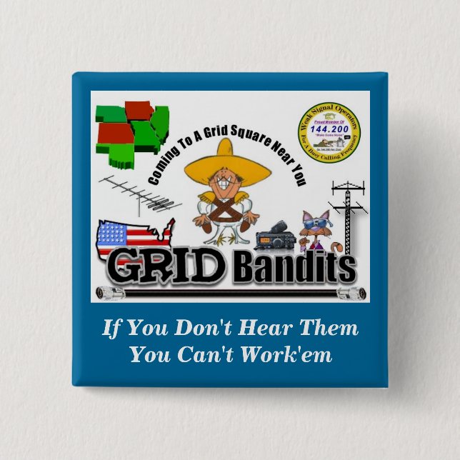 Bóton Quadrado 5.08cm Botão do bandido da grade com frase (Frente)