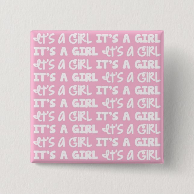 Bóton Quadrado 5.08cm Botão do bebé é uma menina! (Frente)
