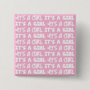 Bóton Quadrado 5.08cm Botão do bebé é uma menina!