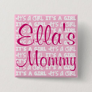 Bóton Quadrado 5.08cm Botão do bebé é uma menina!