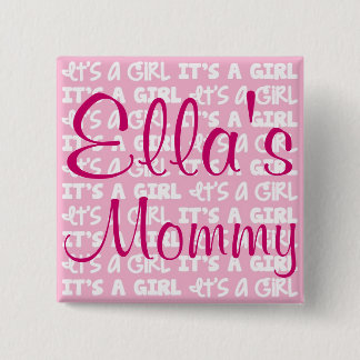 Bóton Quadrado 5.08cm Botão do bebé é uma menina!
