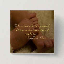 Bóton Quadrado 5.08cm botão do bebê pés