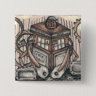 Bóton Quadrado 5.08cm Botão do caráter de Steampunk