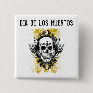 Bóton Quadrado 5.08cm Botão do Dia de los Muertos