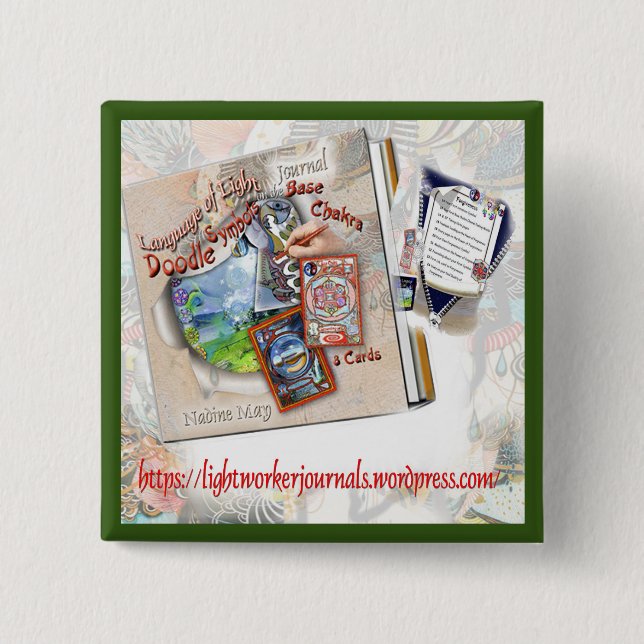 Bóton Quadrado 5.08cm Botão do diário chakra base (Frente)