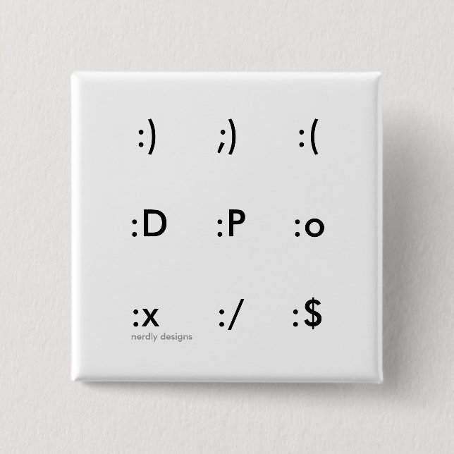 Bóton Quadrado 5.08cm botão do emoticon (Frente)