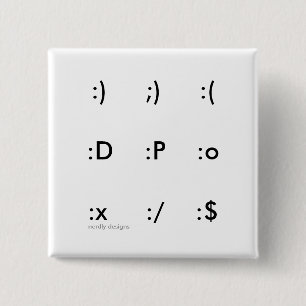Bóton Quadrado 5.08cm botão do emoticon