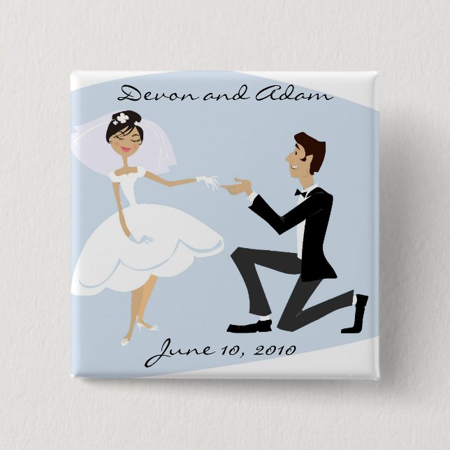 Bóton Quadrado 5.08cm Botão do favor do casamento (Frente)