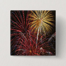 Bóton Quadrado 5.08cm Botão do Fireworks do dia 4 de julho