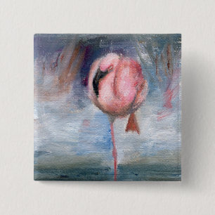 Bóton Quadrado 5.08cm Botão do flamingo ACEO