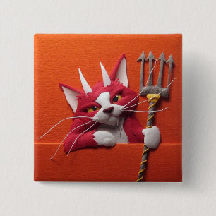 Bóton Quadrado 5.08cm Botão do gatinho do diabo