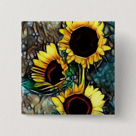 Bóton Quadrado 5.08cm Botão do girassol