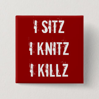 Bóton Quadrado 5.08cm Botão do HA - Sitz Knitz Killz