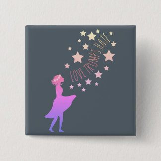 Bóton Quadrado 5.08cm Botão do ódio dos trunfos do amor