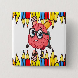 Bóton Quadrado 5.08cm Botão do pino do cérebro inteligente - Corte de vo