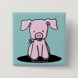 Bóton Quadrado 5.08cm Botão do Pino do Piglet KiniArt