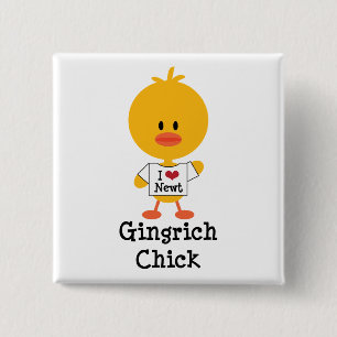 Bóton Quadrado 5.08cm Botão do pintinho de Gingrich mim Newt do coraç