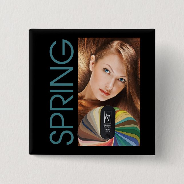 Bóton Quadrado 5.08cm Botão do primavera (Frente)